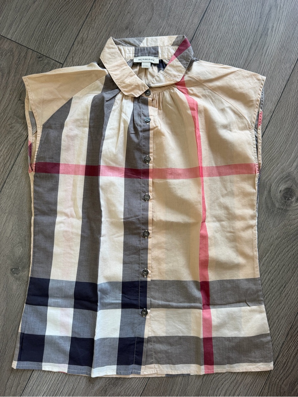 Burberry Nova Check Sleeveless Button-Up Blouse